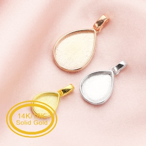 Andenken Brustmilch Birne Solid Zurück Anhänger Lünette Einstellungen, solide 14K 18K Gold Charme, DIY Memory Schmuck liefert 1431159