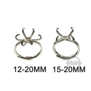 1pcs irregular stone prong claw bezel 925 sterling silver adjustable ring settings DIY supplies findings 1294105