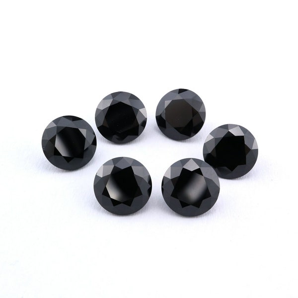 1-9MM Round Black Spinel Faceted Cut Loose Gemstone Natural Semi Precious Stone DIY Jewelry Supplies 4110164