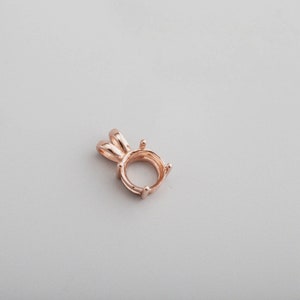 1Pcs 6-8MM Solid 925 Sterling Silver Rose Gold Simple Round 4 Prongs Gemstone Prong Bezel Settings DIY Pendant 1411240 image 5