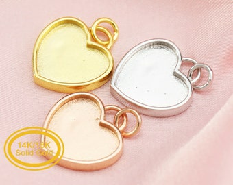 Keepsake Breast Milk Bezel 12MM Heart Pendant Settings Solid 14K/18K Gold DIY Memory Jewelry Supplies 1431088-1