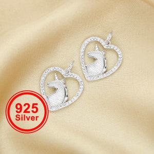 15MM Keepsake Breast Milk Resin Unicorn Pendant Bezel Setting,Heart Solid 925 Sterling Silver Charm,DIY Pendant Bezel For Gemstone 1431149