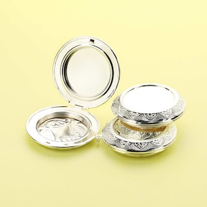 5Pcs 30MM Round Bezel Photo Locket,Keepsake Silver Plated Brass Locket,DIY Photo Memory Pendant Charm Supplies 1112031
