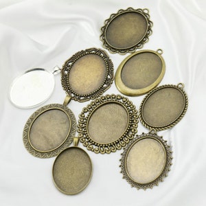 20Pcs Assortment 30x40MM Oval Antiqued Bronze Pendant Settings Charm Bezel for Resin DIY Jewelry Supplies 1421182