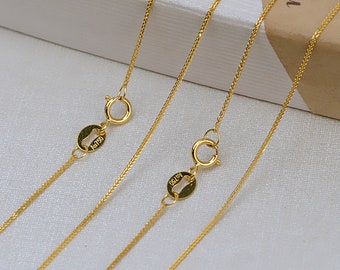 0.7MM Solid 18K Yellow Gold Necklace,Au750 Necklace,18K Gold Necklace,DIY Necklace Supplies 1315023