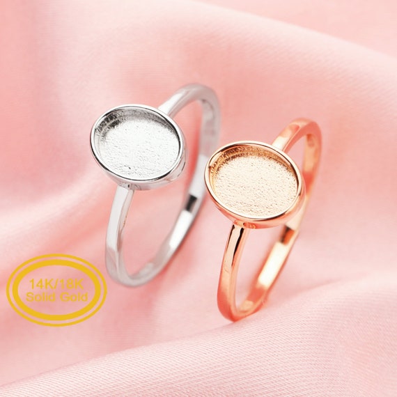 Keepsake Breast Milk Resin Oval Ring Bezel Settings,Solid 9K 14K 18K Gold Ring,Solid Back Oval Ring,High Bezel Stackable DIY Ring 1224186