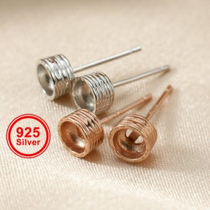 4MM Round Studs Earrings Blank Settings Rose Gold Plated Solid 925 Sterling Silver DIY Earrings Supplies 1706082