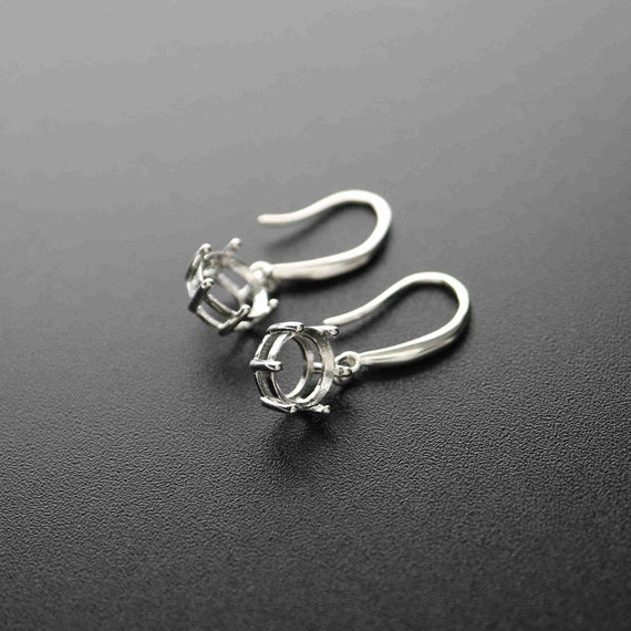 1Pair 5-8MM Round Solid 925 Sterling Silver DIY Prong Hook | Etsy