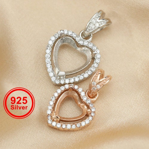 1pair 5-6MM Rose Gold Plated Solid 925 Sterling Silver Heart - Etsy