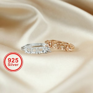 Anello con montatura a griffe tonde da 4 mm, 4 pietre, placcato oro rosa, argento sterling 925 massiccio, castone regolabile per gemma 1212075