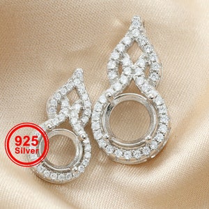 1 st 5-11 MM runda stifthängen, infattningar i massivt 925 sterlingsilver, filigran, ädelsten, berlock, bezel, gör-det-själv-tillbehör 1411254