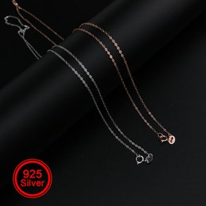 1Pcs 1MM Rose Gold Plated Solid 925 Sterling Silver Cable Chain Necklace for DIY Jewelry 16-18Inches 1320005