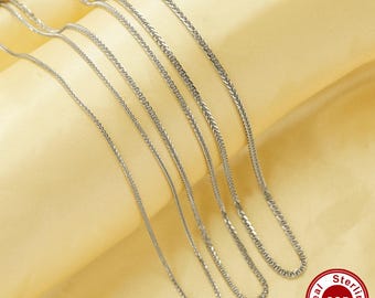 Collar de cadena de eslabones, collar de plata de ley 925 maciza, collar de eslabones sencillo, suministros para hacer collares DIY 1322072