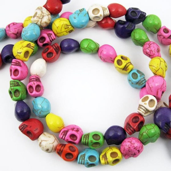 22pcs 18MM mixed color skull stone beads,skull loose beads,skull beads strand 3000002
