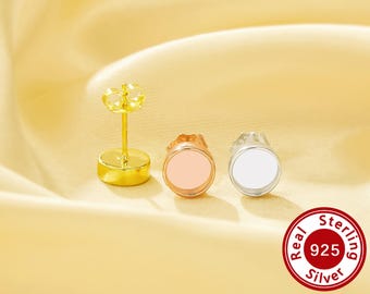 Round earring bezel settings in rose gold plated 925 sterling silver
