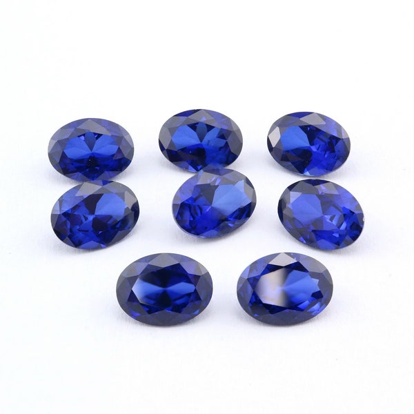 Lab Created Oval Sapphire September Birthstone Blue Faceted Loose Gemstone DIY Jewelry Supplies 4120127