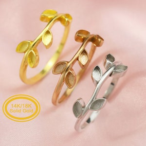 Keepsake Mother Milk 2 x 4 MM マーキーズリングセッティング ツリーブランチリーフ樹脂製 ソリッド9K 14K 18Kゴールド DIYリングブランクバンド ジェムストーン用 1294332-1