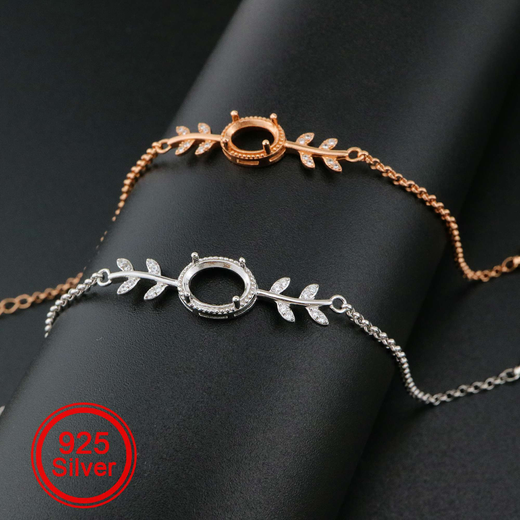 1pcs Oval Prong Bezel Bracelet Settings Tree Branch Rose Gold Plated ...