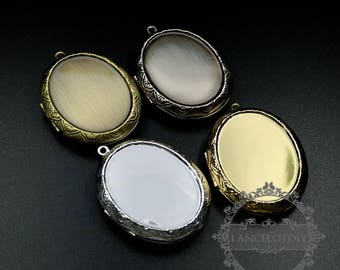 5 piezas de 30 x 40 mm, bisel estilo vintage, latón, plata envejecida, bronce, oro, plata, colgante de relicario ovalado para fotos 1121058