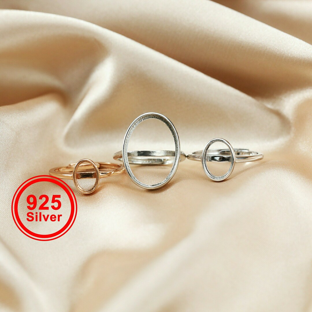 Anillo De Plata De Ley 925 Para Mujer NicoWerk - Diseño Ovalado Cepillado Mate, Ajustable Y Abierto - Sin Níquel