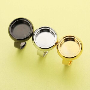 5Pcs 16MM Round Bezel Ring Settings,Silver Gold Black Plated Brass Ring Bezel,Keepsake DIY Ring Supplies 1211069