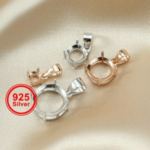 1pcs 3-20MM Simple Round Prong Bezel Settings for CZ Stone Solid 925 Sterling Silver DIY Pendant Charm Tray 1411206