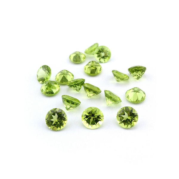 1-8MM Round Green Peridot August Birthstone Faceted Cut Loose Gemstone Natural Semi Precious Stone DIY Jewelry Supplies 4110165