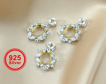 1 colgante de plata de ley 925 maciza chapado en oro con bisel ovalado de 6 x 8 mm para piedras preciosas (1421121)