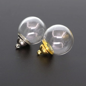 5個 16-25 MM 丸型ガラスドームグローブ 6 MM 開口部付き シルバー ゴールドメッキ スクリューキャップ 香水液体 DIY ウィッシュバイアル チャーム用品 1800515