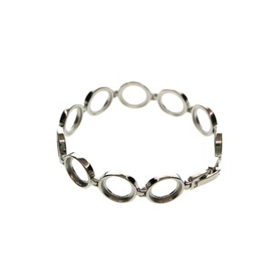 1Pcs Oval and Round Bezel Solid 925 Sterling Silver Bracelet Settings DIY Supplies 1900212 image 4