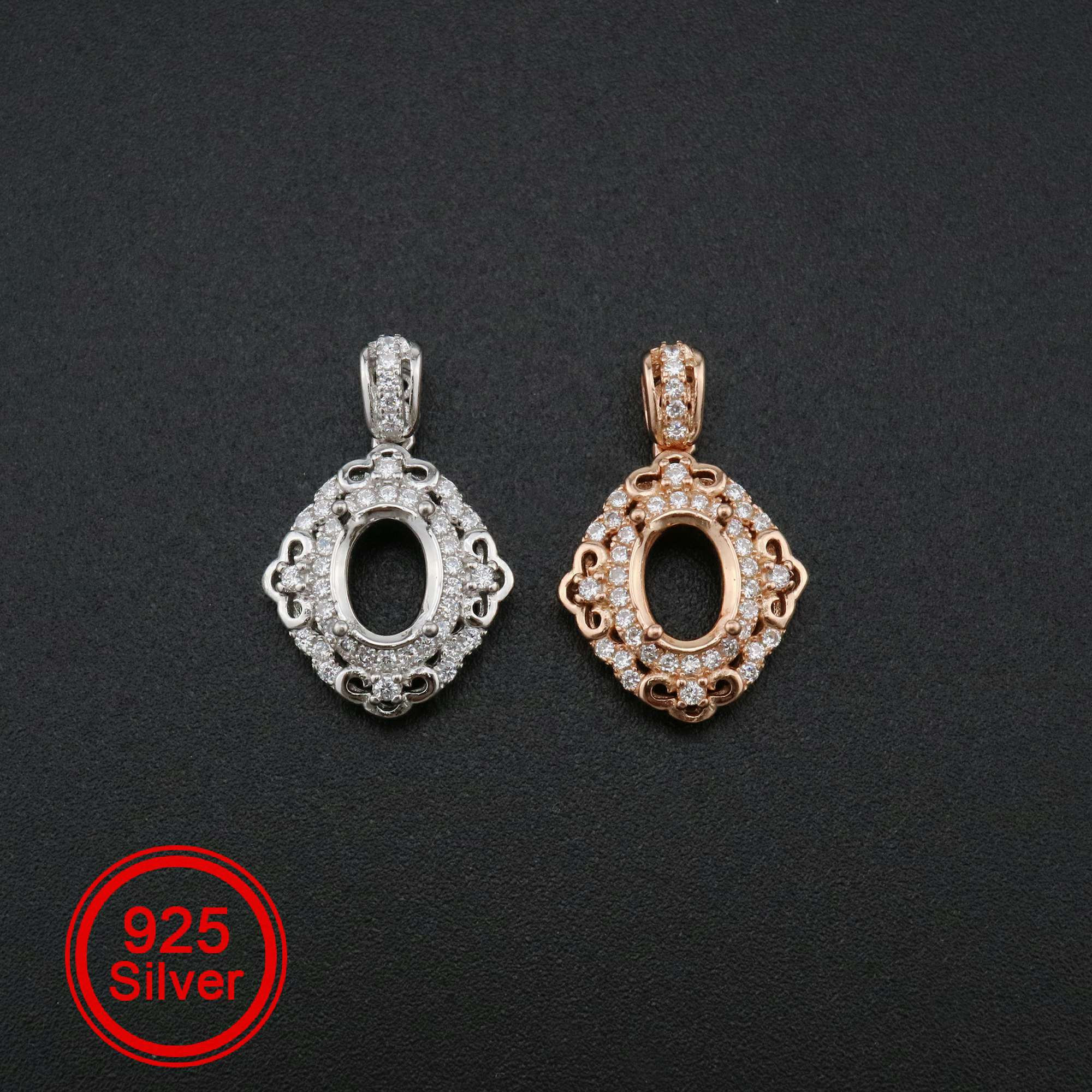 1pcs 6x8mm Oval Prong Pendant Settings 