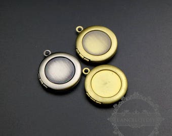 5pcs 14MM setting bezel vintage style raw brass,bronze,antiqued silver round blank photo locket tray pendants DIY supplies 1111055