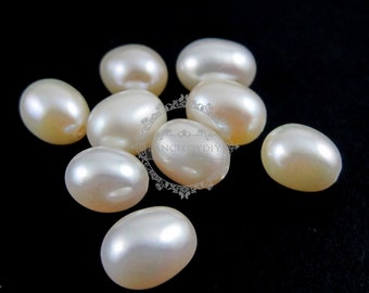 100pcs 5x7mm drop shape white half drilled fresh water pearl beads DIY earrings supplies 3020065
