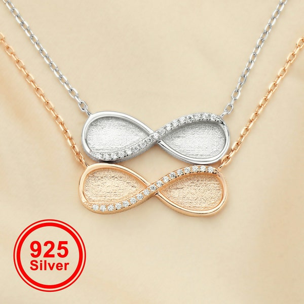 Pendentif infini en résine de lait maternel Keepsake, collier en argent sterling 925 massif avec double lunette de poire 8x10MM, chaîne de bricolage 16 '' + 2 '' 1431163