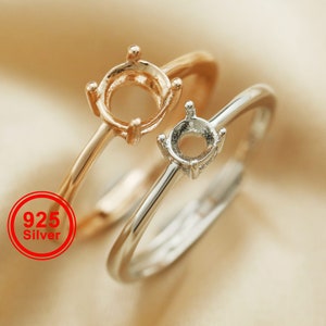 3-15MM Round Four Prong Ring Settings Solid 925 Sterling Silver Rose Gold Plated Ring Bezel For Gemstone 1215025