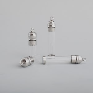 1Pcs Stainless Steel Glass Perfume Container DIY Vial Wish Liquid Pendant Charm 1800514