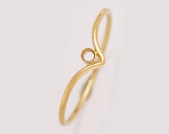 1PCS 1MM Wire V Shape Ring With 2MM Round Stone Settings,14K Gold Filled Ring,Minimalist Ring,Gold Filled V Ring,Stackable Ring 1294740