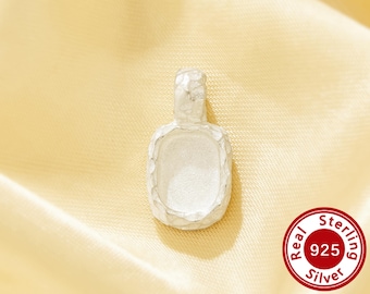 Small pendant bezel settings in solid 925 sterling silver with shiny hammer texture