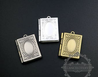 5pcs 19x26mm vintage style antiqued silver,bronze,silver brass book shape sqaure photo locket pendant charm DIY supplies 1191037