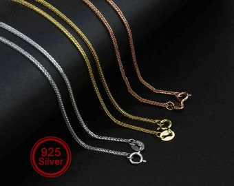 1Pcs 1.5MM Thick 16-22Inches Rose Gold Plated Solid 925 Sterling Silver Cable Chain Necklace DIY Supplies Findings 1320006