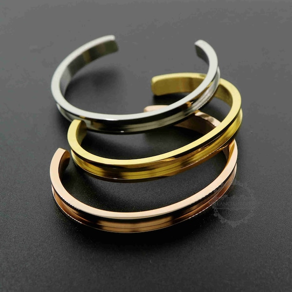 7x57MM Silver,Gold,Rose Gold Stainless Steel Bracelet Bangle with 4MM Width 1.5MM Depth Bezel Diy Supplies 1900175