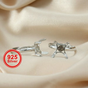 1Pcs 9-12MM Irregular Shape Prong Claw Bezel Solid 925 Sterling Silver DIY Cabochon Adjustable Ring Settings 1294123