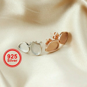 7x10MM Bezel Studs Earrings Settings for Mother Milk Resin Rose Gold Plated Solid 925 Sterling Silver DIY Supplies 1706070