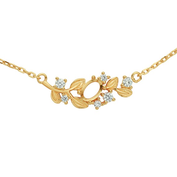 【AAKE】EMBO FLOWER STRING PT 4x6mm Oval Flower Prong Pendant Settings,tree Branch Leaf
