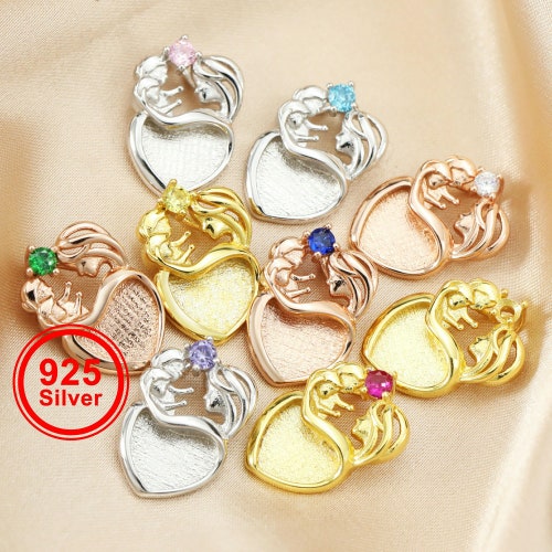 8MM Heart Bezel Settings for Breast Milk Resin Solid Back 925 Etsy