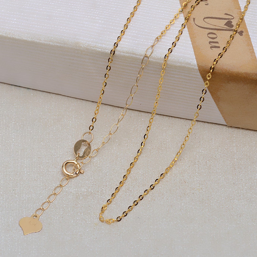 0.9MM Solid 18K Yellow Gold Necklace,au750 Necklace,18k Gold 0.9MM Solid 18K Yellow Gold Necklace,au750 Necklace,18k Gold