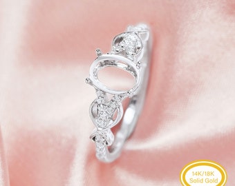 6x8MM Keepsake Oval Prong Ring Settings,Infinity Split Shank Solid 14K 18K Gold Moissanite Ring,Art Deco Ring,DIY Wedding Ring 1222096