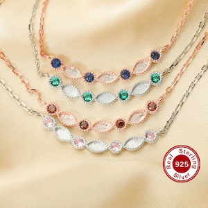 Andenken Brustmilch Harz Anhänger Halskette Einstellungen Massiv 925 Sterling Silber 2 x 4 MM Marquise Lünette CZ Birthstone Halskette 16 '' + 2 '' 1431235