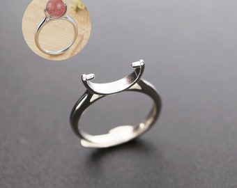 1Pcs 7-10MM Rose Gold 925 Sterling Silver Beads Adjustable Ring Settings Bezel DIY Jewelry Supplies 1294121