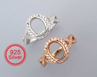7x9MM Oval Prong Ring Settings Solid 925 Sterling Silver Rose Gold Plated Set Size DIY Ring Bezel for Gemstone Supplies 1224078